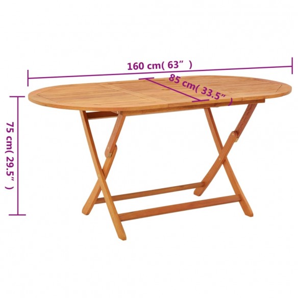 Table pliable de jardin 160x85x75 cm Bois d'eucalyptus massif