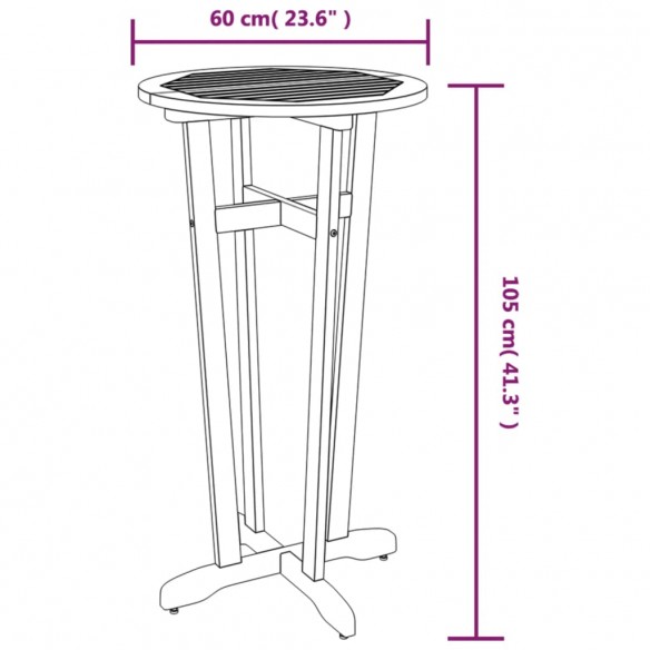 Table de bar de jardin Ø60x105 cm Bois d'acacia solide