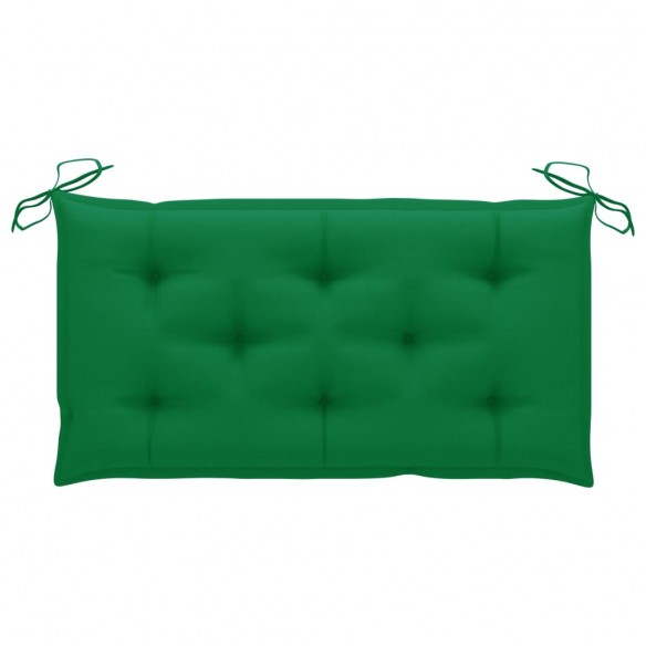 Banc de jardin avec coussin vert 112 cm Bois de teck massif