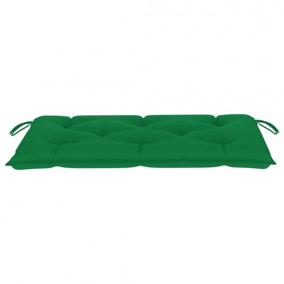 Banc de jardin avec coussin vert 112 cm Bois de teck massif