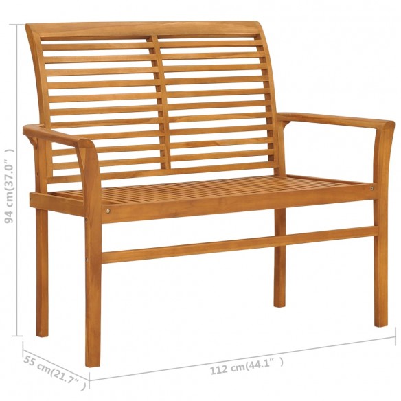 Banc de jardin avec coussin vert 112 cm Bois de teck massif