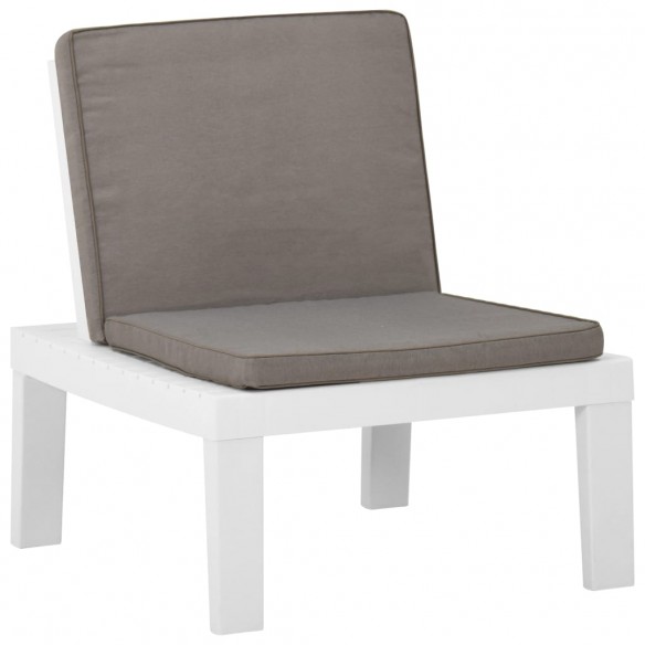 Chaise de salon de jardin avec coussin Plastique Blanc