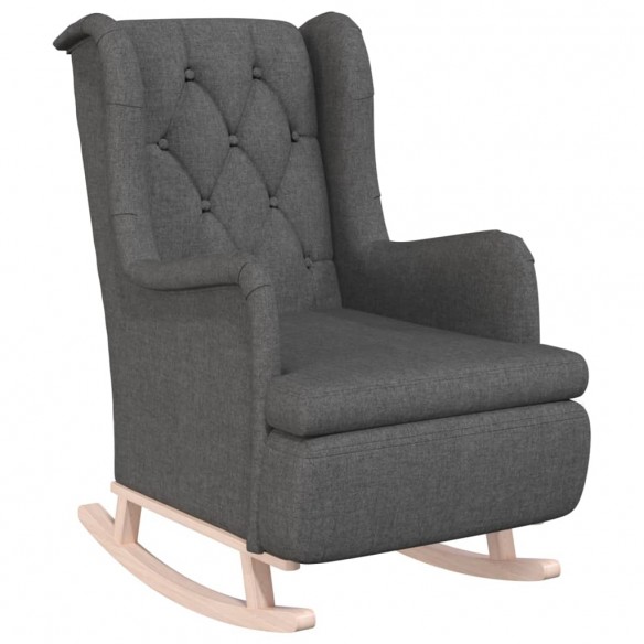 Fauteuil avec pieds à bascule en bois d'hévéa Gris foncé Tissu