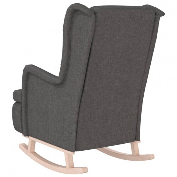 Fauteuil avec pieds à bascule en bois d'hévéa Gris foncé Tissu