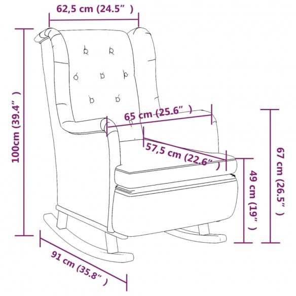 Fauteuil avec pieds à bascule en bois d'hévéa Gris foncé Tissu