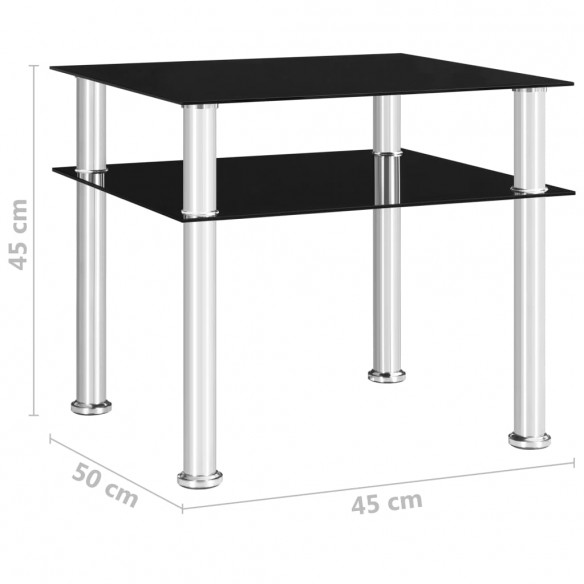 Table d'appoint Noir 45x50x45 cm Verre trempé