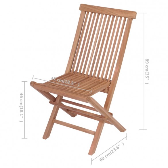 Chaises pliables de jardin 4 pcs Bois de teck solide