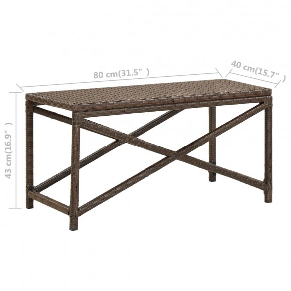 Banc de jardin 80 cm Résine tressée Marron