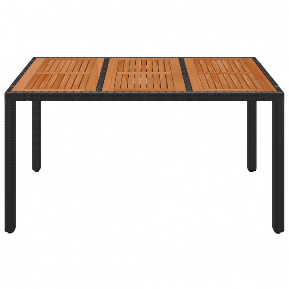 Table de jardin dessus en bois Noir 150x90x75 cm Résine tressée