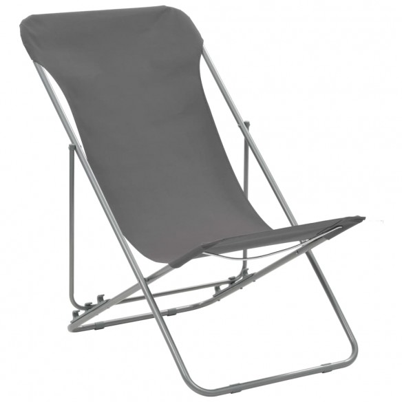 Chaises de plage pliables 2 pcs Acier et tissu oxford Gris