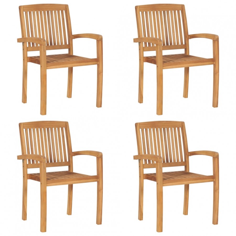 Chaises de jardin empilables 4 pcs Bois de teck solide