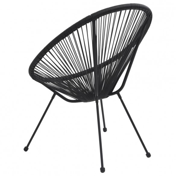 Chaises de jardin en forme de lune 2 pcs Rotin Noir