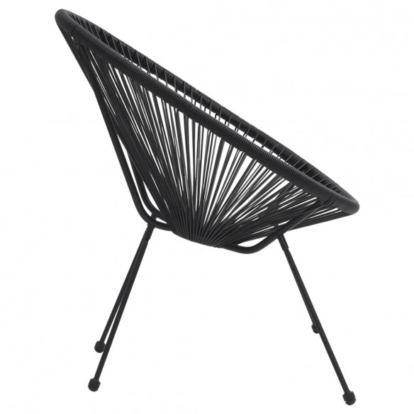 Chaises de jardin en forme de lune 2 pcs Rotin Noir