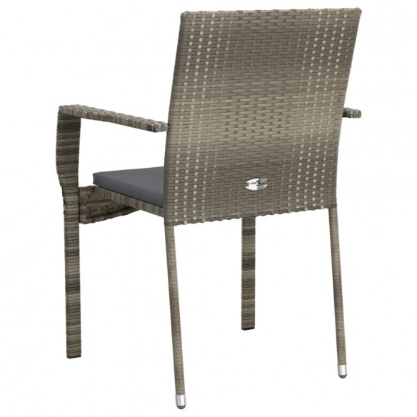 Chaises de jardin avec coussins 4 pcs Résine tressée Gris