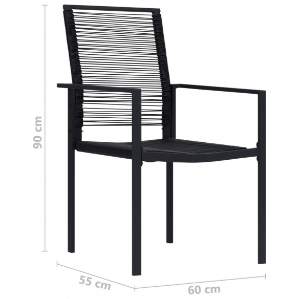 Chaises de jardin 4 pcs Rotin PVC Noir