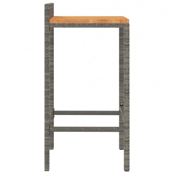 Tabourets de bar 2 pcs gris résine tressée et bois d'acacia