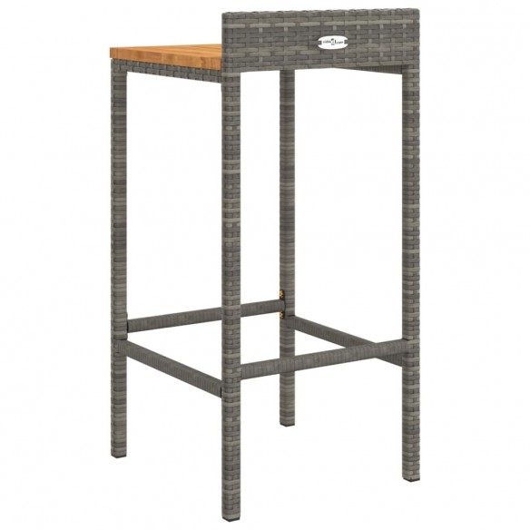 Tabourets de bar 2 pcs gris résine tressée et bois d'acacia