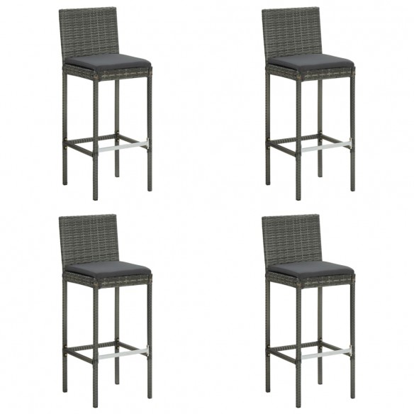 Tabourets de bar de jardin et coussins lot de 4 résine tressée