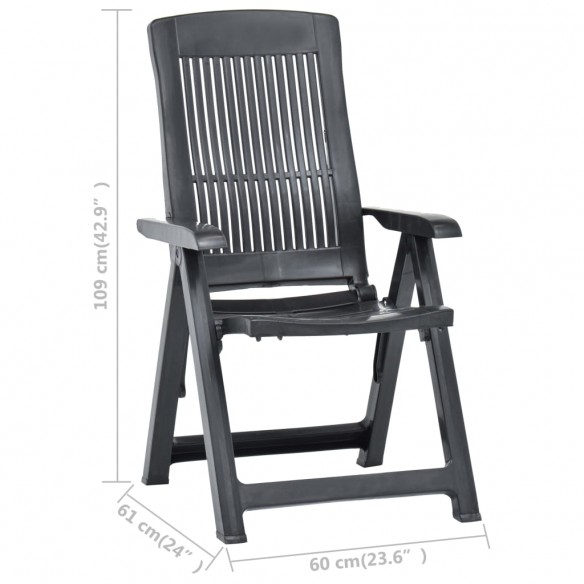 Chaises inclinables de jardin 2 pcs Plastique Anthracite