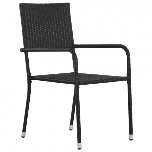 Chaises de salle à manger d'extérieur 6 pcs Résine tressée Noir