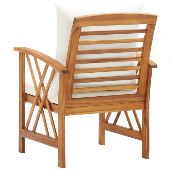 Chaises de jardin avec coussins 2 pcs Bois d'acacia massif