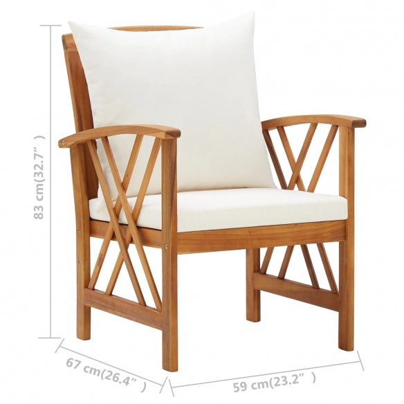 Chaises de jardin avec coussins 2 pcs Bois d'acacia massif