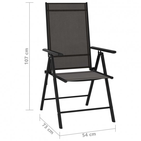 Chaises de jardin pliables 6 pcs Textilène Noir