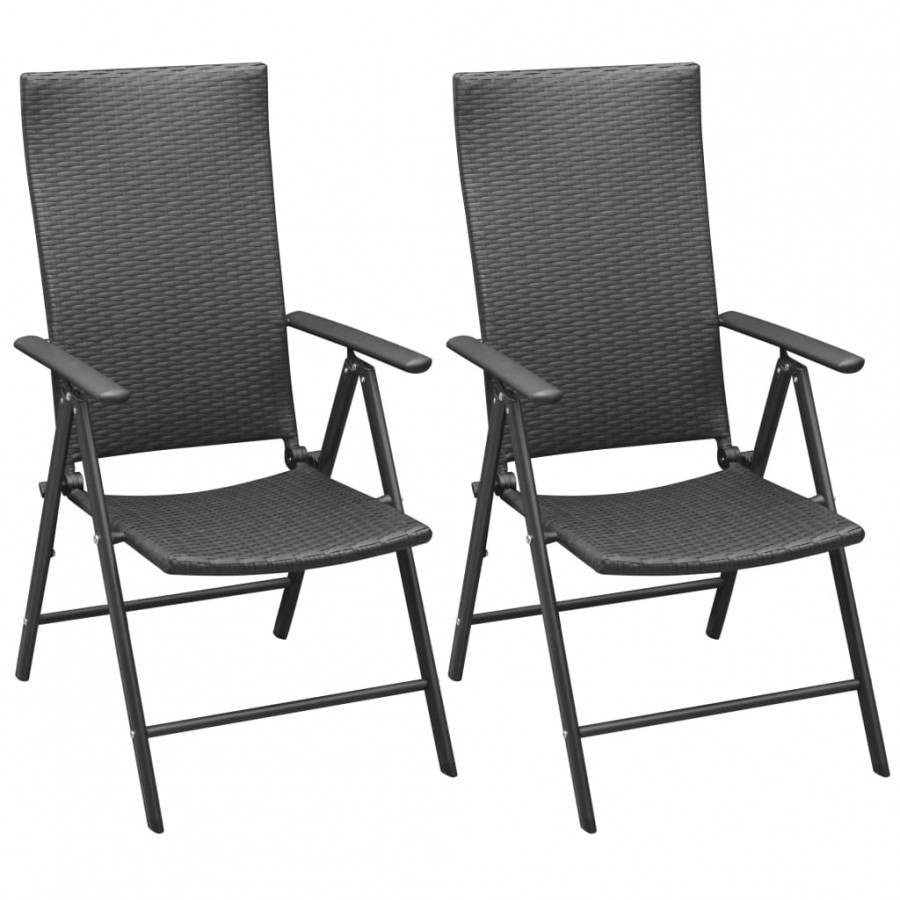 Chaises empilables de jardin 2 pcs Résine tressée Noir