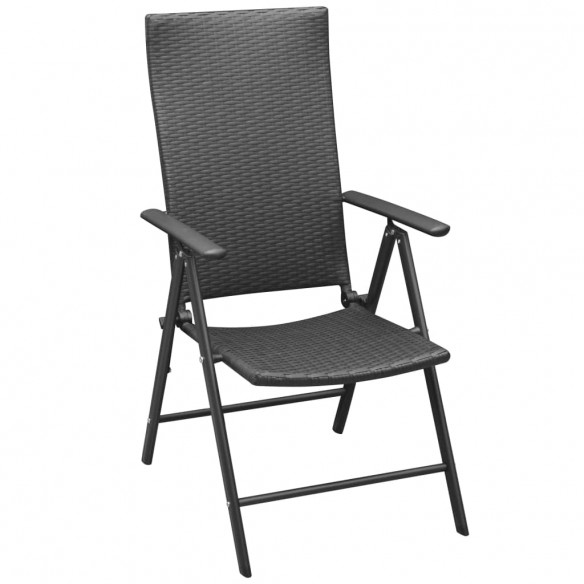 Chaises empilables de jardin 2 pcs Résine tressée Noir