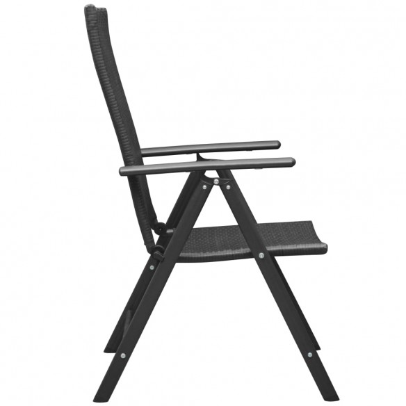 Chaises empilables de jardin 2 pcs Résine tressée Noir