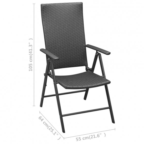 Chaises empilables de jardin 2 pcs Résine tressée Noir