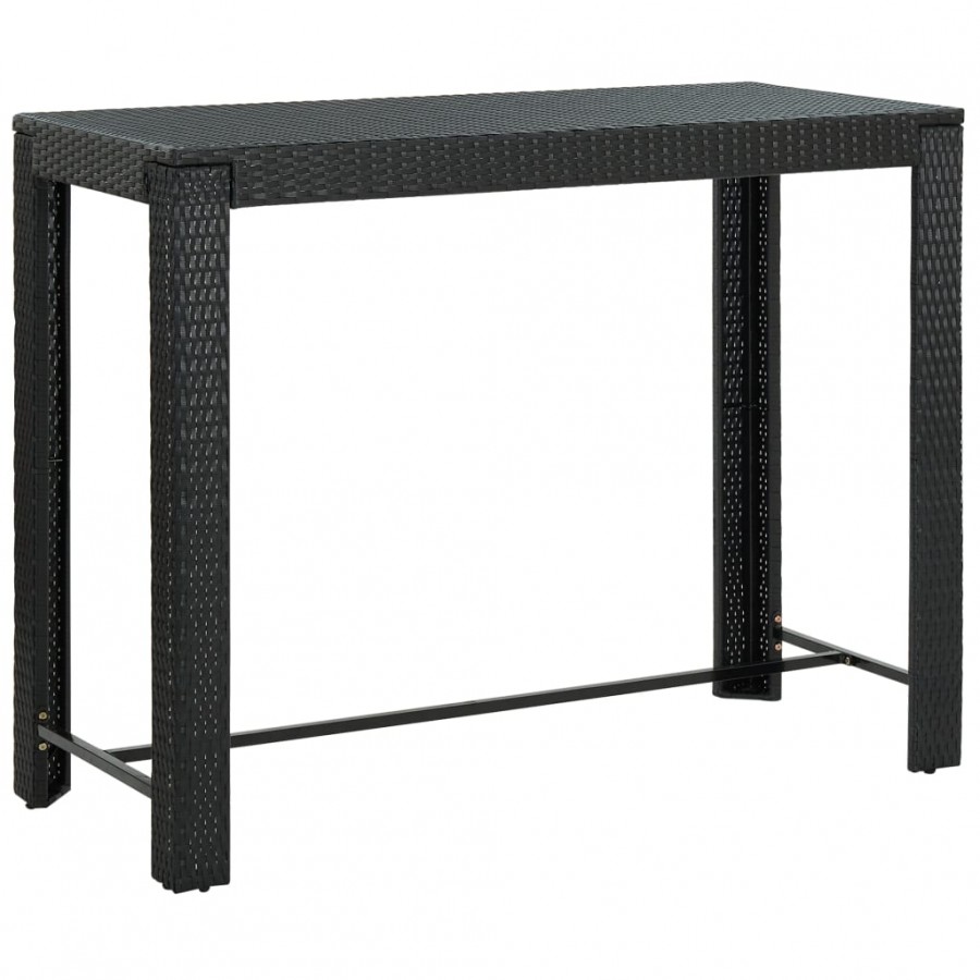 Table de bar de jardin Noir 140,5x60,5x110,5 cm Résine tressée