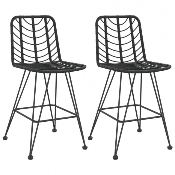 Tabourets de bar 2 pcs Noir 45x56x103,5 cm Résine tressée acier