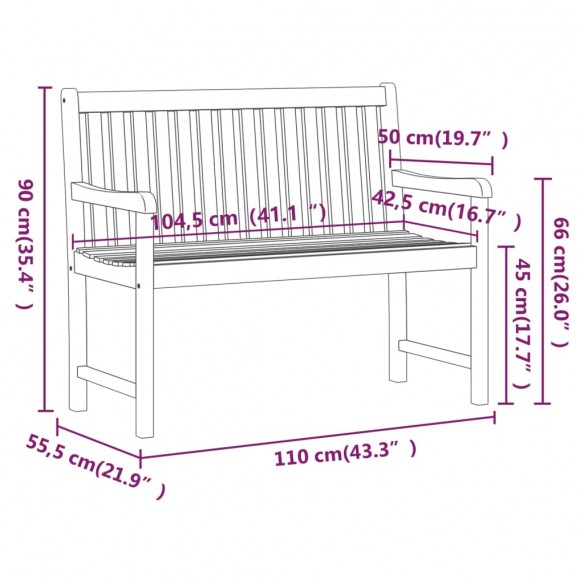 Banc de jardin 110 cm Bois d'acacia solide