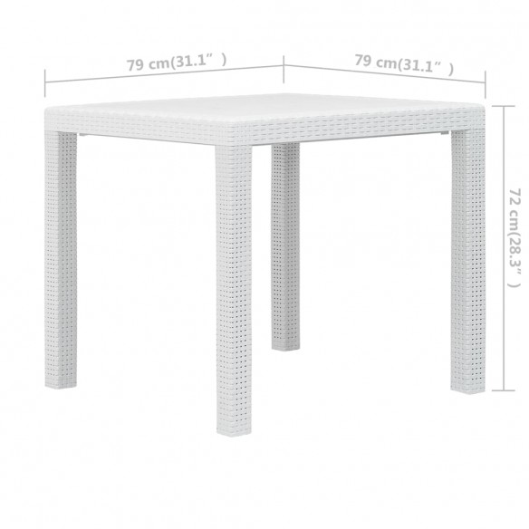 Table de jardin Blanc 79x79x72 cm Plastique Aspect de rotin