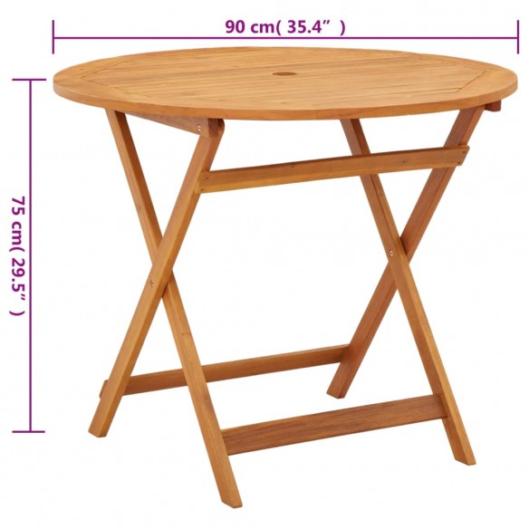 Table de jardin pliable Ø90x75 cm Bois d'eucalyptus solide