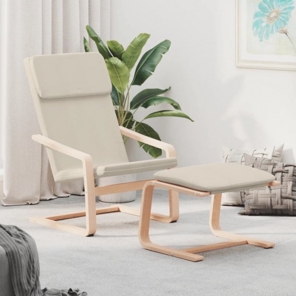 Chaise de relaxation avec repose-pied Crème Tissu