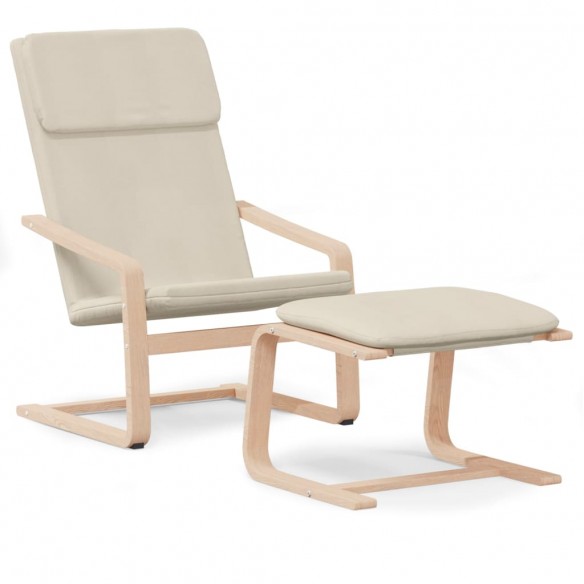 Chaise de relaxation avec repose-pied Crème Tissu