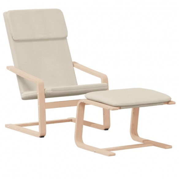 Chaise de relaxation avec repose-pied Crème Tissu