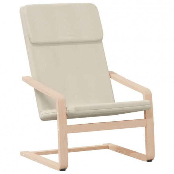 Chaise de relaxation avec repose-pied Crème Tissu