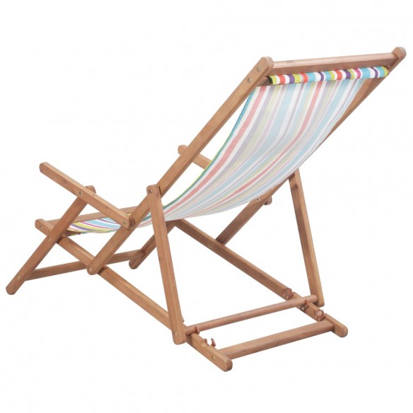 Chaise pliable de plage Tissu et cadre en bois Multicolore