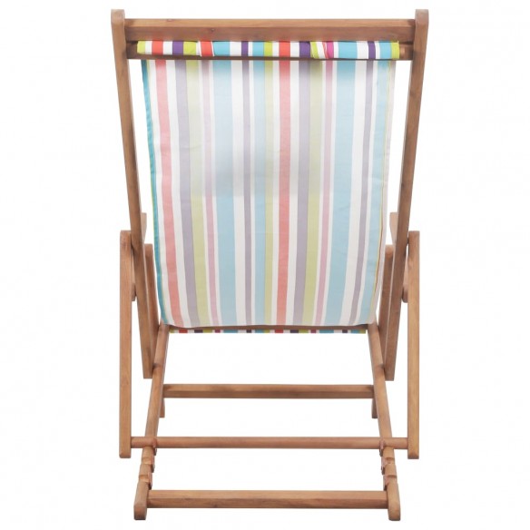 Chaise pliable de plage Tissu et cadre en bois Multicolore