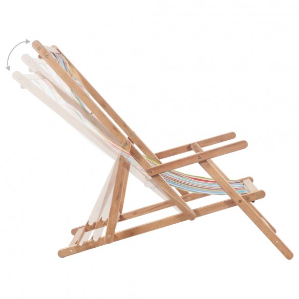 Chaise pliable de plage Tissu et cadre en bois Multicolore