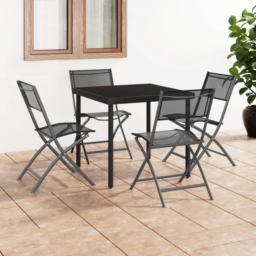 Chaises d'extérieur pliables 4 pcs Noir Acier et textilène