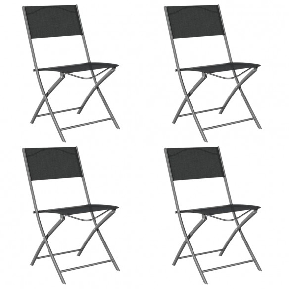 Chaises d'extérieur pliables 4 pcs Noir Acier et textilène