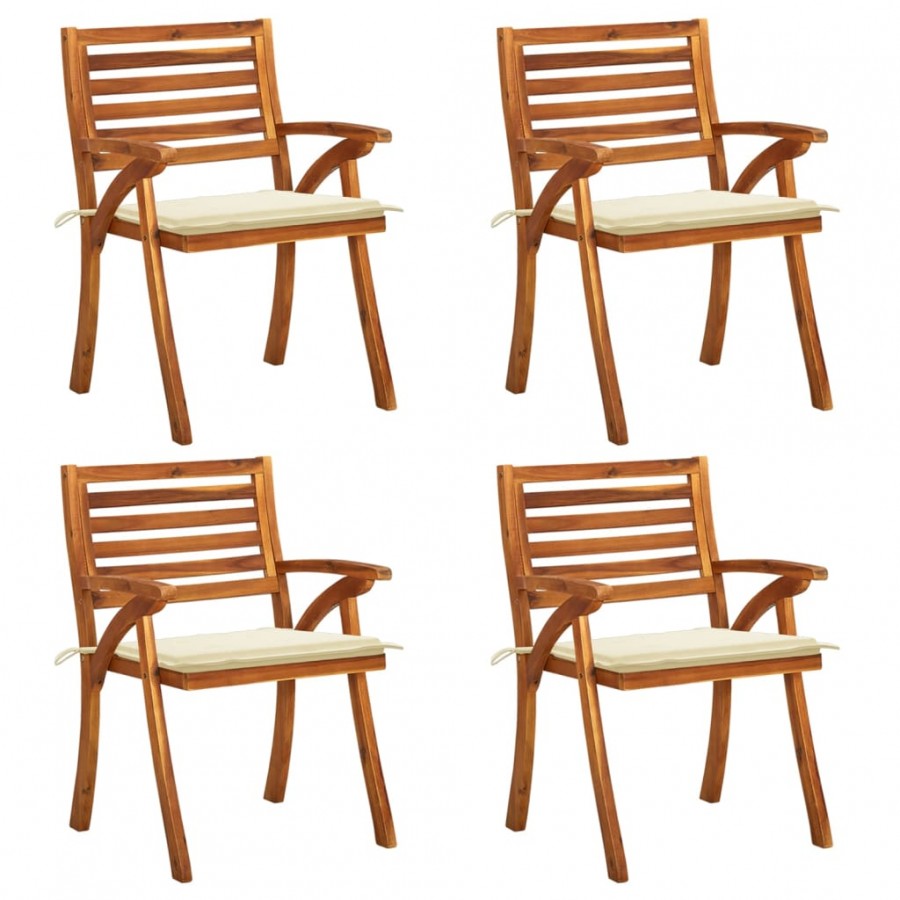 Chaises de jardin avec coussins 4 pcs Bois de teck solide