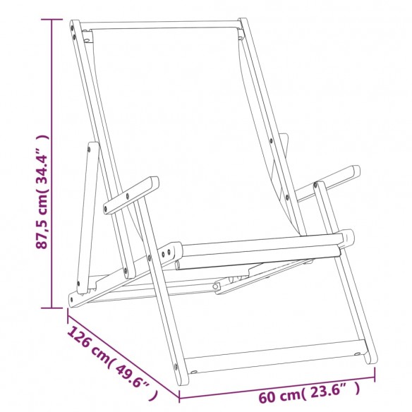 Chaise de plage pliable Bois de teck solide Crème