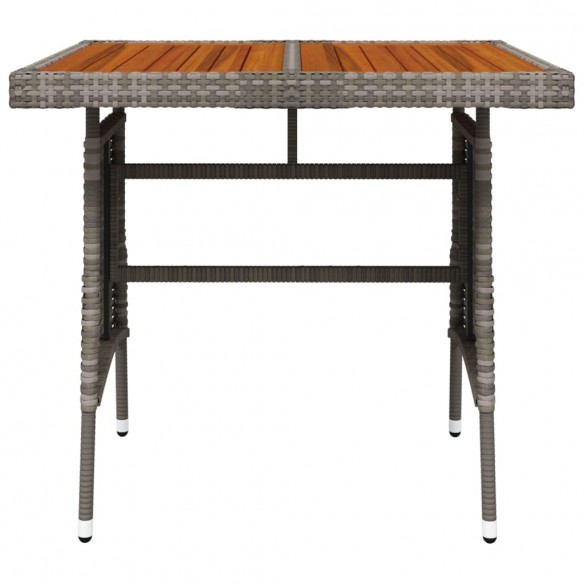 Table de jardin Gris 70x70x72 cm Résine tressée et acacia