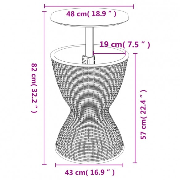 Table à glacière 3 en 1 marron clair polypropylène