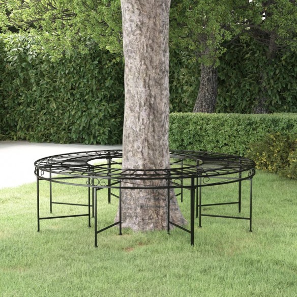 Banc circulaire tour d'arbre Ø160 cm Noir Acier